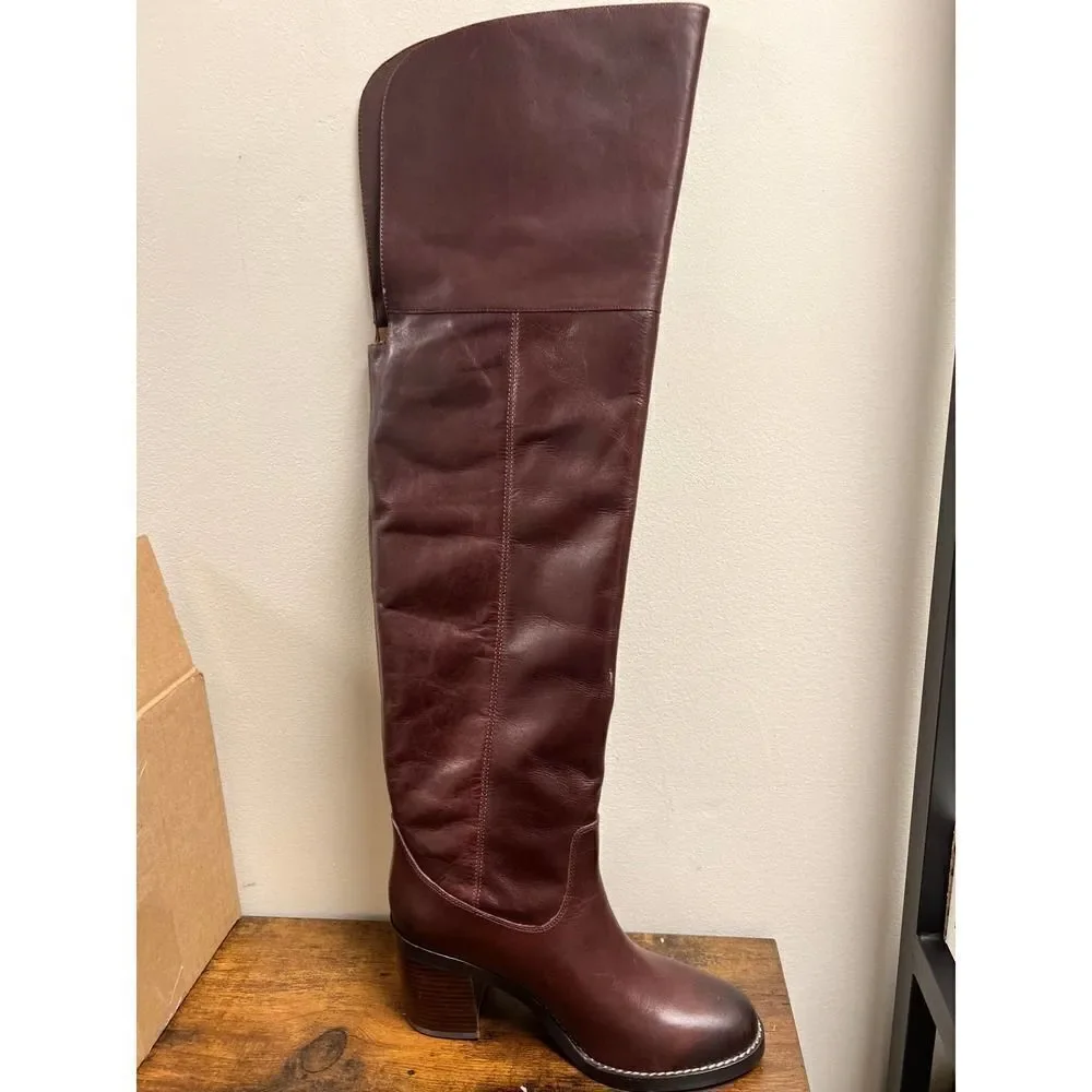 J.CREW Leather Over-the-Knee Burgundy Boots Size 6.5
